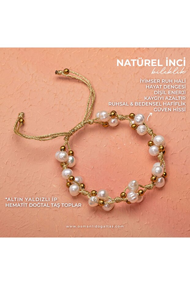 Certified Real Pearl Natural Cut Natural Stone Macrame Bracelet