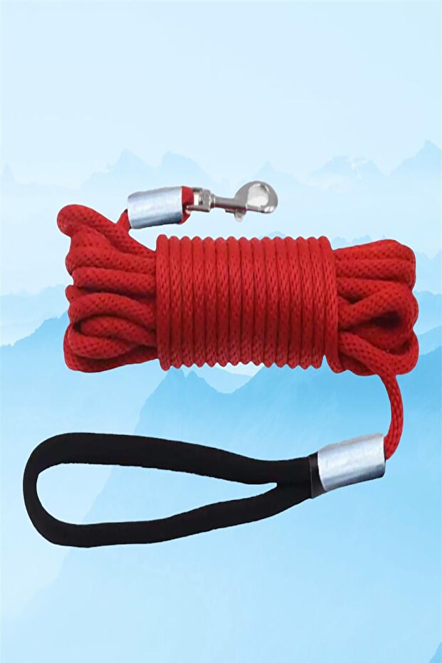 4 Meter Steel Press Dog Garden Strap - Shipping, Red