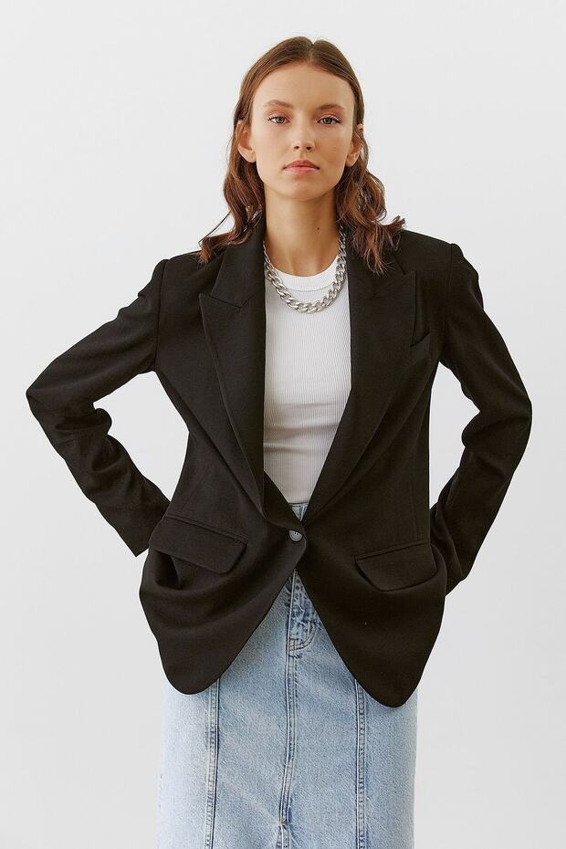 Tek Düğme Oversize Ceket - 7