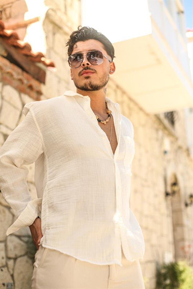 Muslin Single Pocket Oversize Shirt