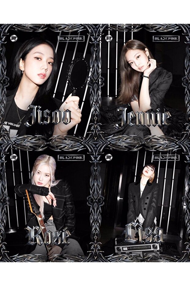 Kpop-blackpink بطاقة بريدية كبيرة رقم 2 (10 سم * 15 سم) مجموعة من 4 بطاقات بريدية منقوشة