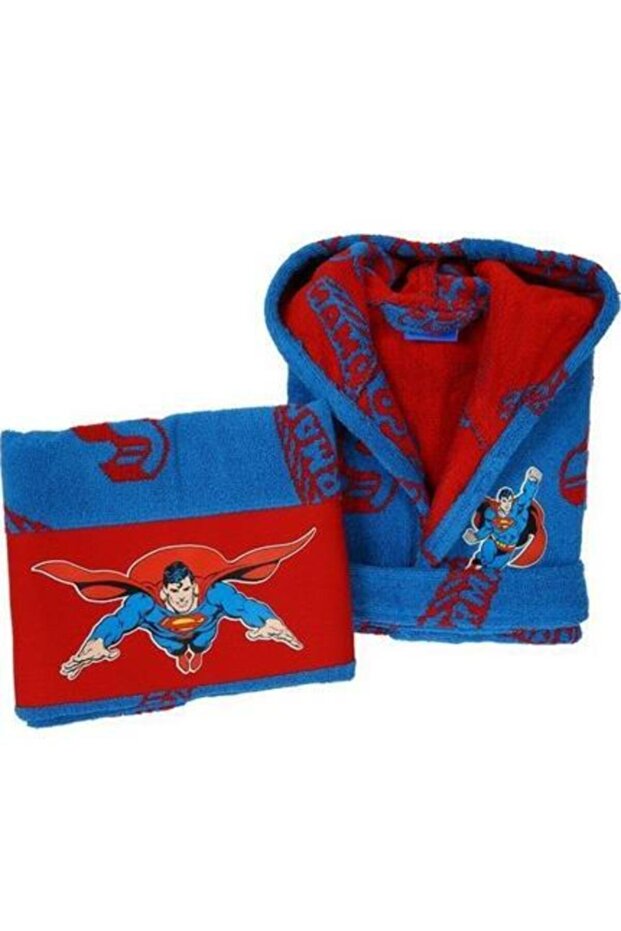 Mavi Superman Bornoz Set - 2