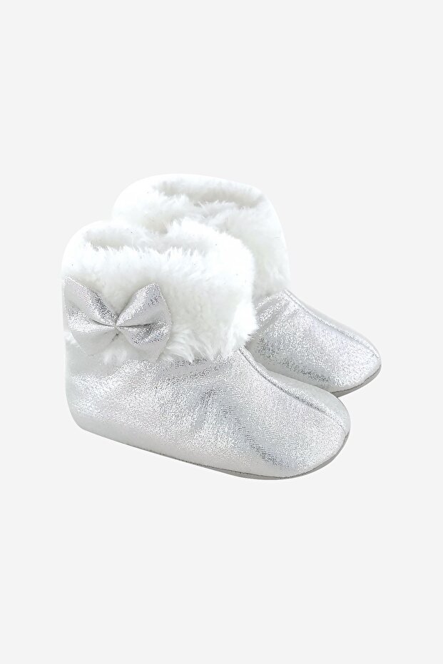 Furry, Glitter and Bow Baby Booties