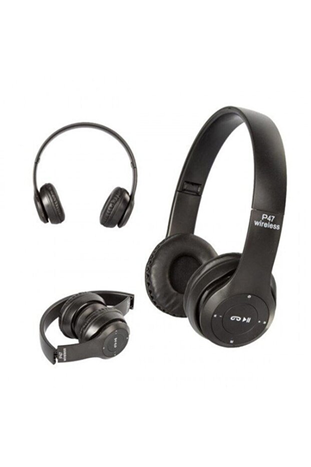 Siyah Katlanabilir Bluetooth Kulaklık -p47 - 2