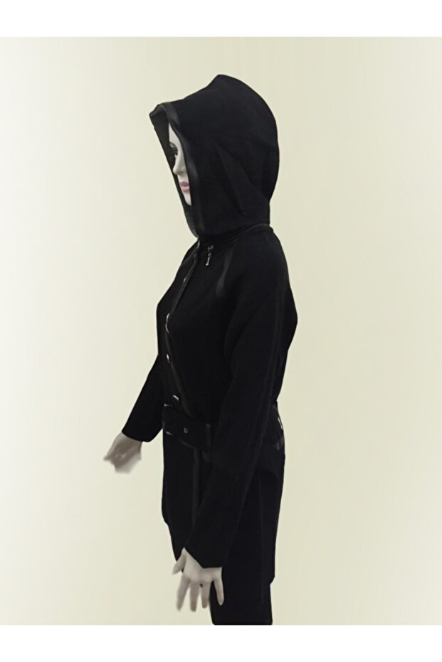 Kapşonlu Triko Ceket - 2