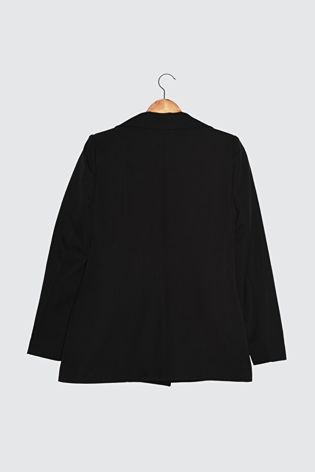 Siyah Regular Astarlı Dokuma Blazer Ceket TWOSS21CE0137 - 11