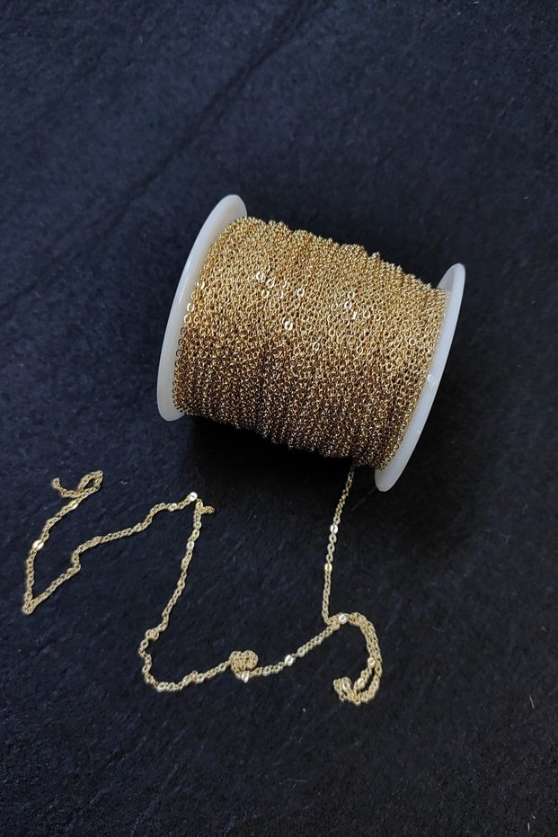 10 Meters Yellow Color Thin Metal Welded Meter Chain Jewelry Chain