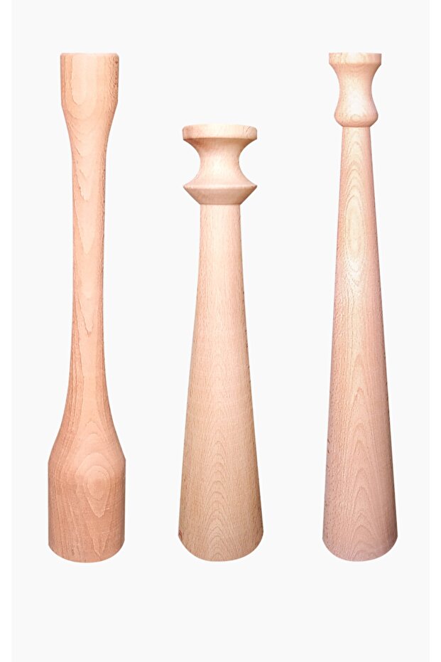 Ahşap Şamdan 3'lü Set - 1