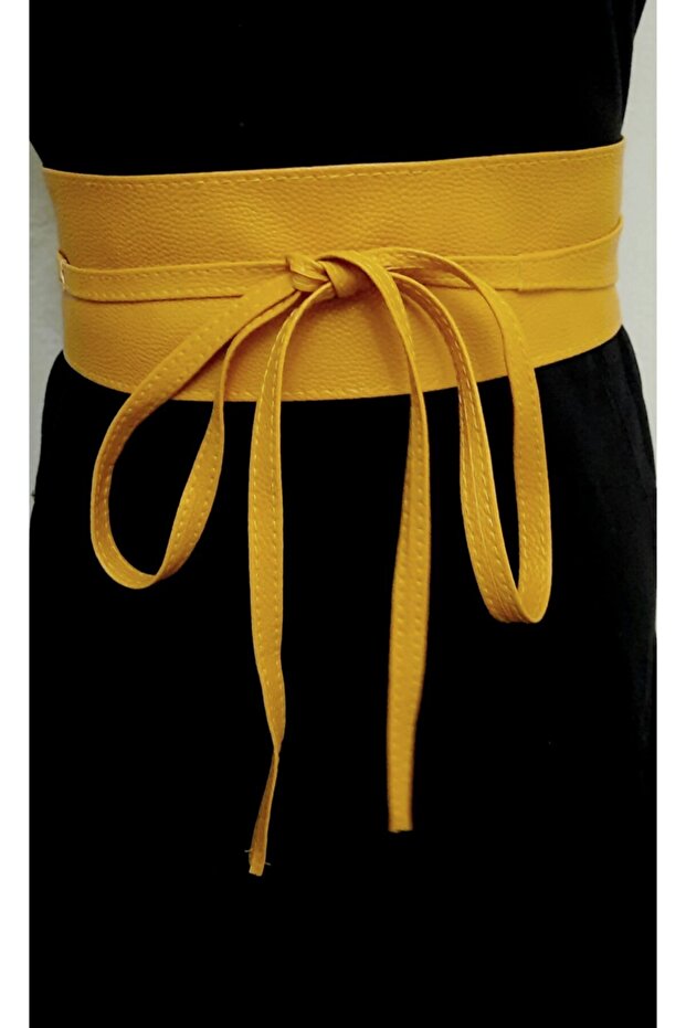 Lace-Up Spiral Mustard Yellow Women's Belt, Jacket Belt, Dress Belt, Shirt Belt