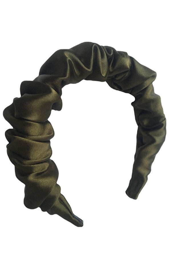Shiny Khaki Gathered Satin Crown