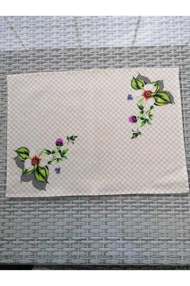 Checkerboard Pattern Flower Digital Print 100% Linen American Service 33 X47 cm
