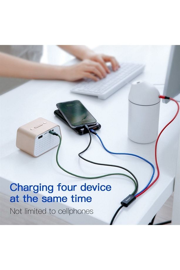 Rapid Serisi 3.5A 4in1 2X Lightning. Micro Usb Type C Hızlı Şarj Kablosu 1.2 Metre Siyah - 2