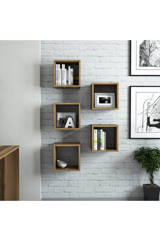 Box Duvar Rafı Ceviz - 1
