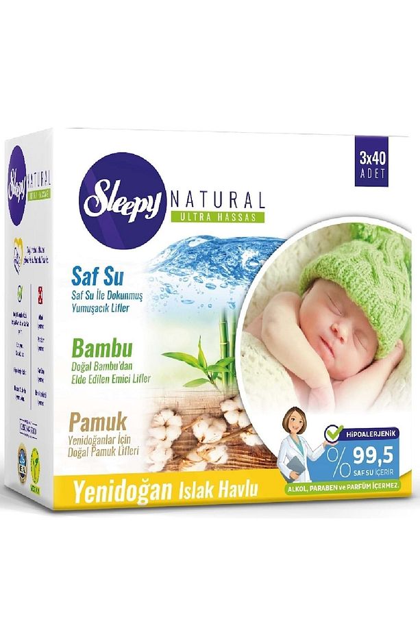 Islak Havlu Yeni Doğan Bambu Naturel 8'li Paket - 960 Yaprak - 2
