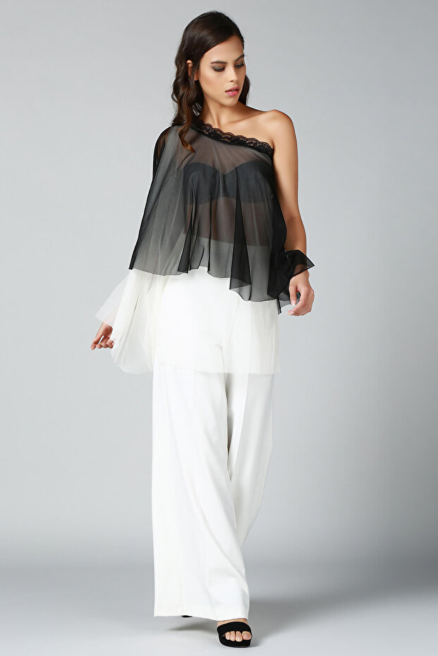 Women's Black-White Tulle Tunic BD2237