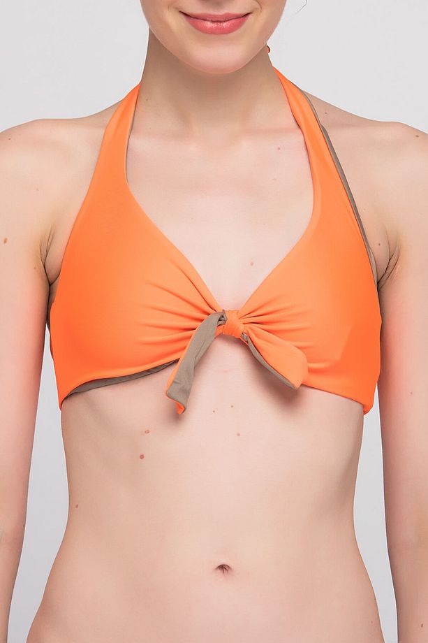 Kadın Florasan Turuncu Balkon Model Bikini Üstü CBAD102B09 - 1