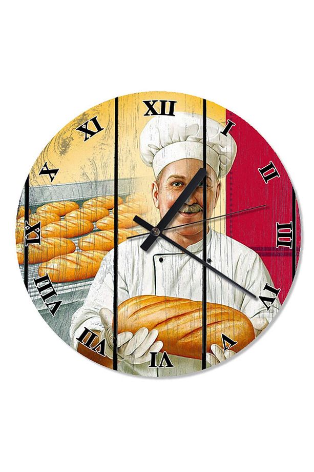 30 Cm Çap Ekmek Fırını Baskılı Duvar Saati - 1