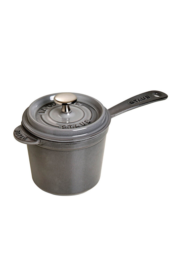 Graphite Gray Long Handle Cast Iron Sauce Pot