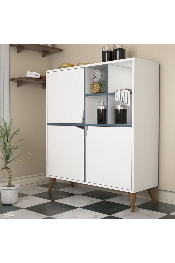 Pulse Çok Amaçlı Dolap V1002- Kitaplık - Beyaz / Mavi - 1
