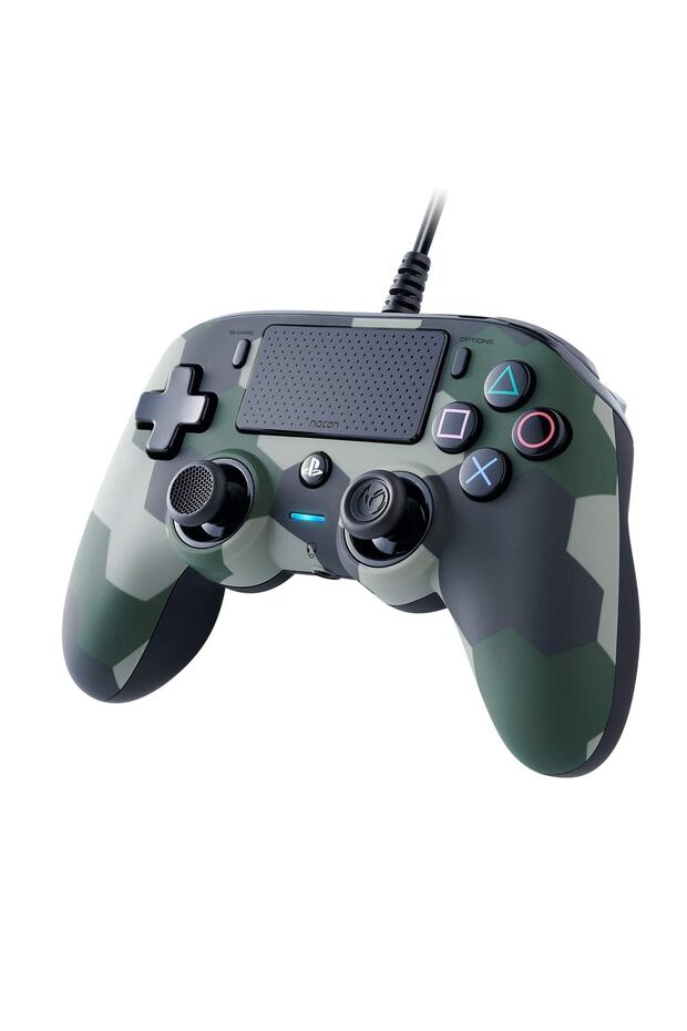 وحدة تحكم سلكية مدمجة لجهاز PS4 بلون أخضر مموه