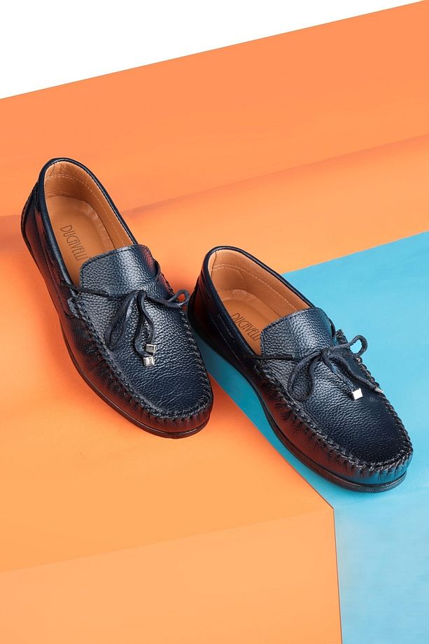 Borde Hakiki Deri Erkek Günlük Ayakkabı, Loafer Ayakkabı, Hafif Ayakkabı - 6