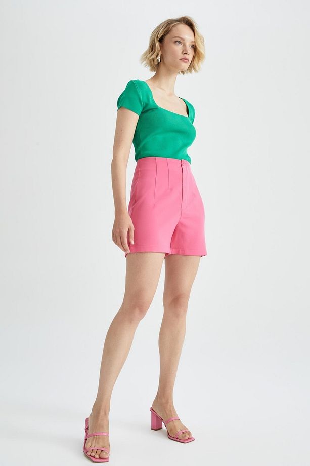 Regular Fit Yüksek Bel Mini Şort - 1