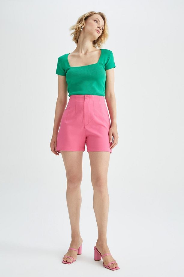 Regular Fit Yüksek Bel Mini Şort - 3
