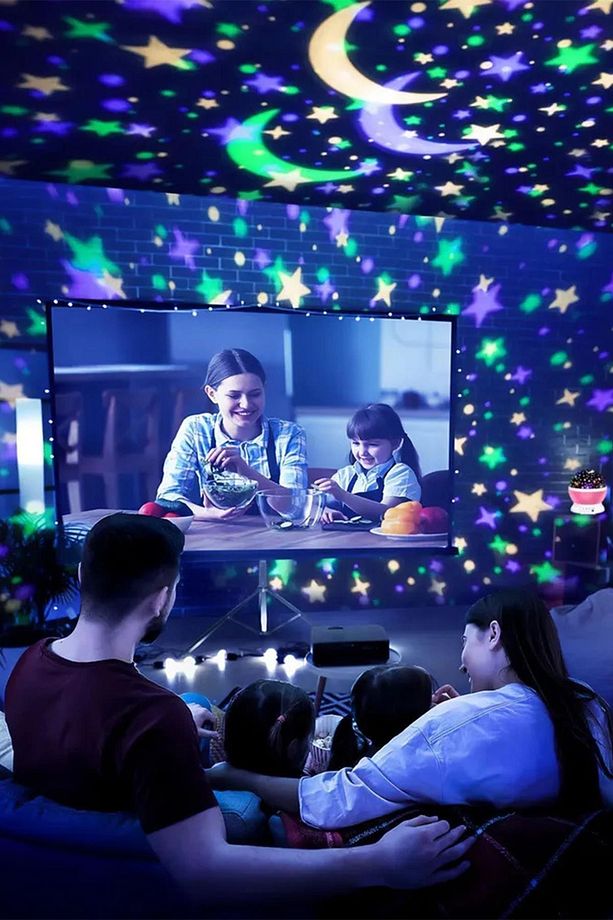 Küre Renkli Yıldızlı Gökyüzü Projeksiyon Gece Lambası Mavi - 7