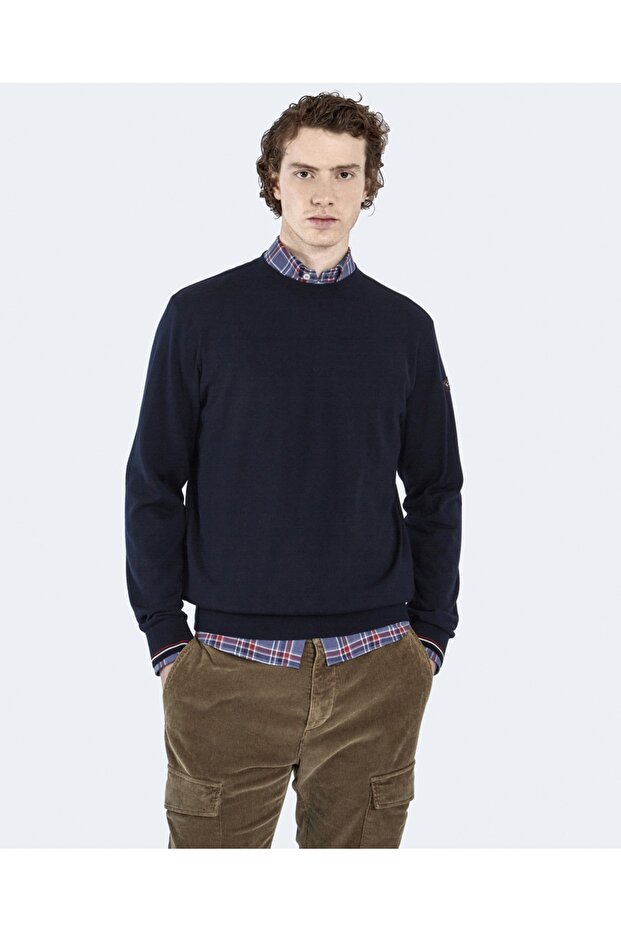 Men's Knitted Roundneck C.W.Wool Sweater