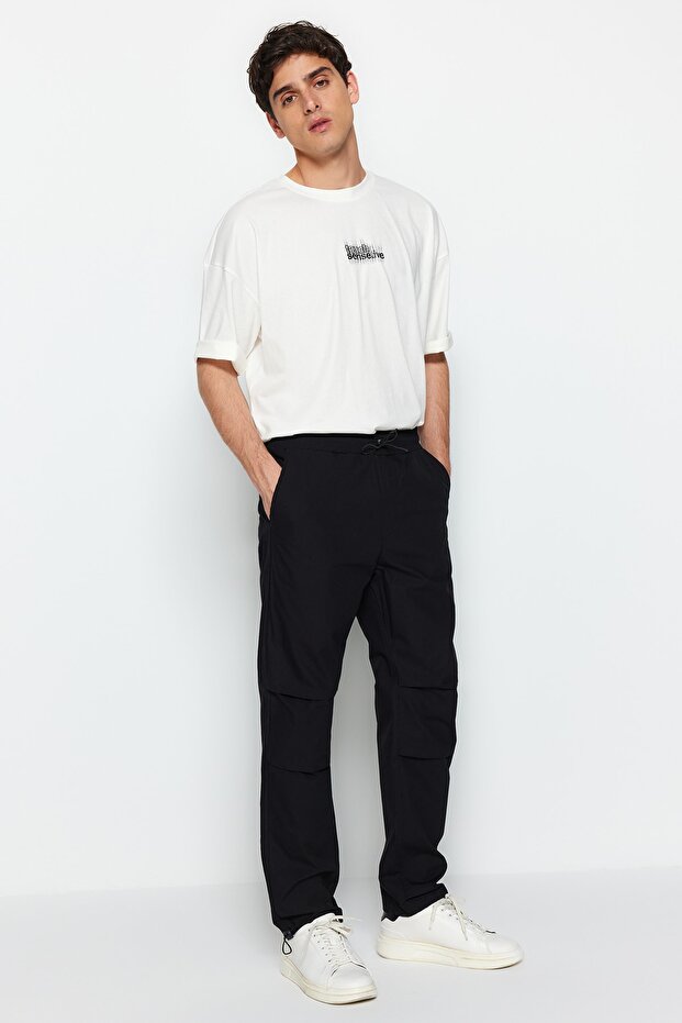 Siyah Jogger Fit Baggy Paraşüt Pantolon TMNSS23PL00045 - 4