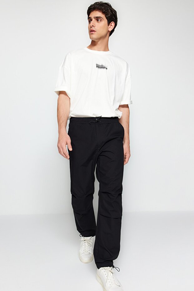 Siyah Jogger Fit Baggy Paraşüt Pantolon TMNSS23PL00045 - 5