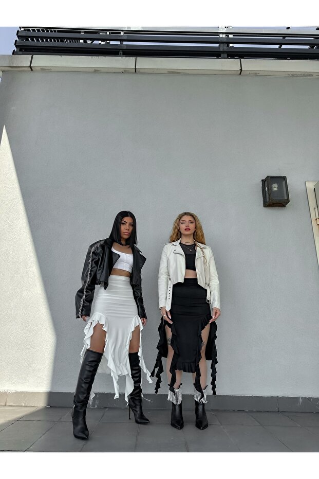 Siyah Candy Volanlı Etek - 5