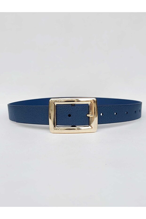 Gold Buckled Women's Navy Blue Belt Jean Belt I, Jacket Belt I, Pants Belt I