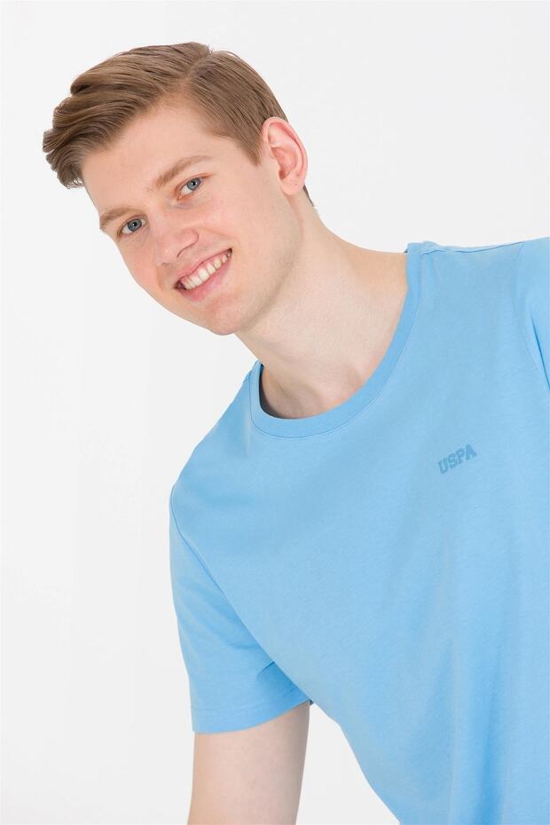 Erkek Turkuaz Bisiklet Yaka T-shirt Basic - 4