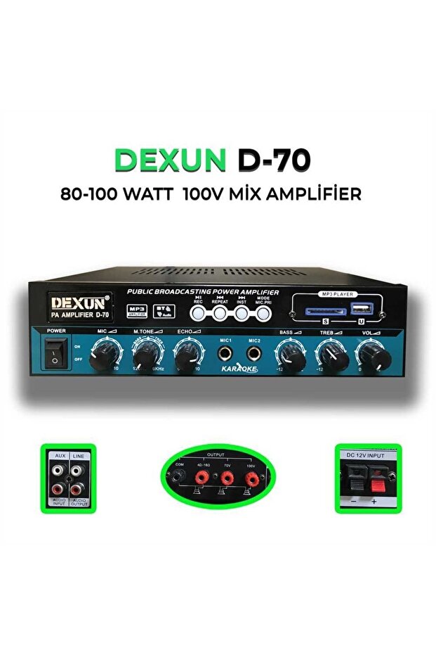 D-70 100v Usbli Mixer Amfi 70w - 1
