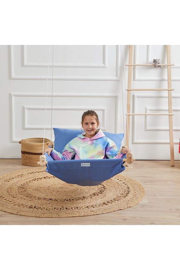 Trend Çocuk Hamak Salıncak - Ev Tipi Ve Bahçe Salıncağı (MAVİ) - 4