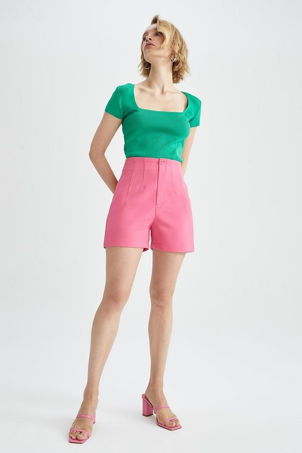 Regular Fit Yüksek Bel Mini Şort - 2