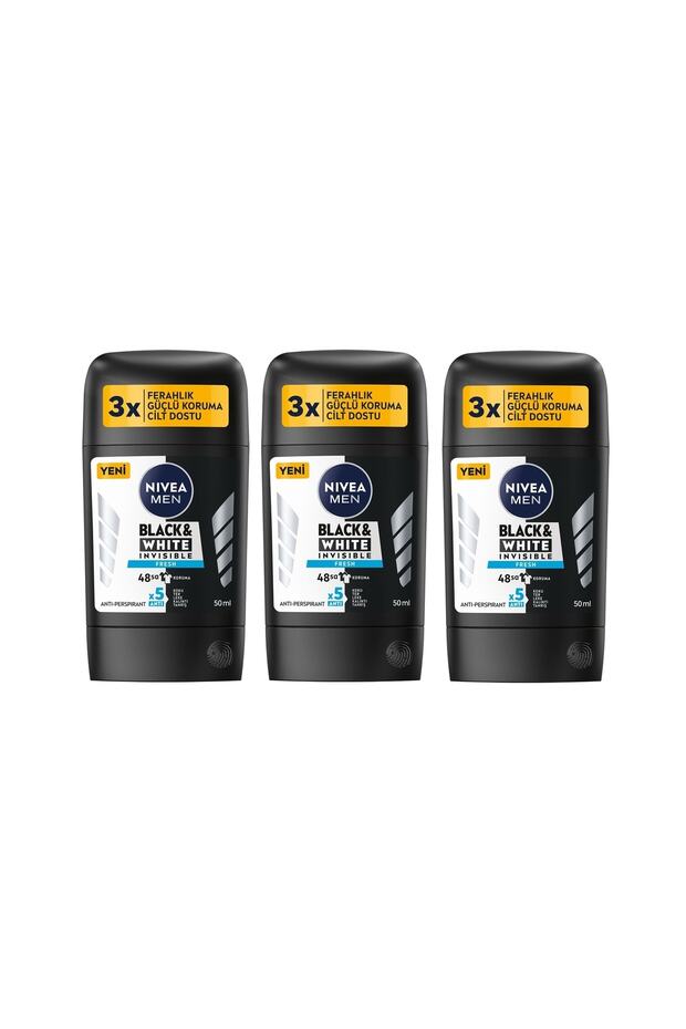 Men Stick Deodorant Black & Whıte Invısıble Fresh 50 Ml X 3 Adet - 1