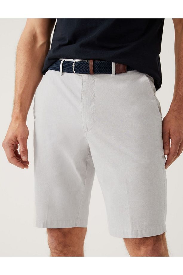 Regular Fit Çizgili Chino Şort - 2