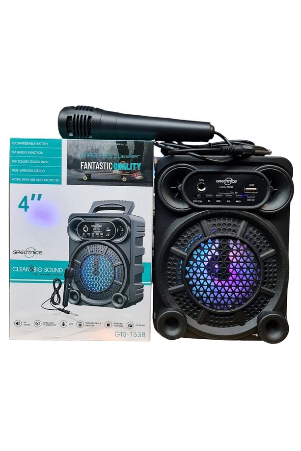 Bluetooth Speaker Kablosuz Hoparlör Led Işıklı Fm Radyolu Sd Kart Ve Usb Girişli Şarjlı Hoparlör - 1