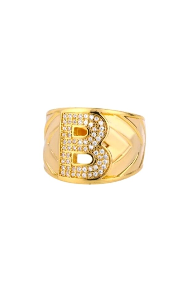 Women's Zircon Stone Special Design Steel Letter Ring