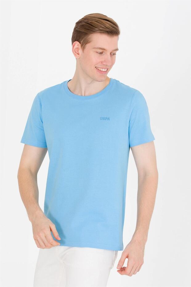 Erkek Turkuaz Bisiklet Yaka T-shirt Basic - 2