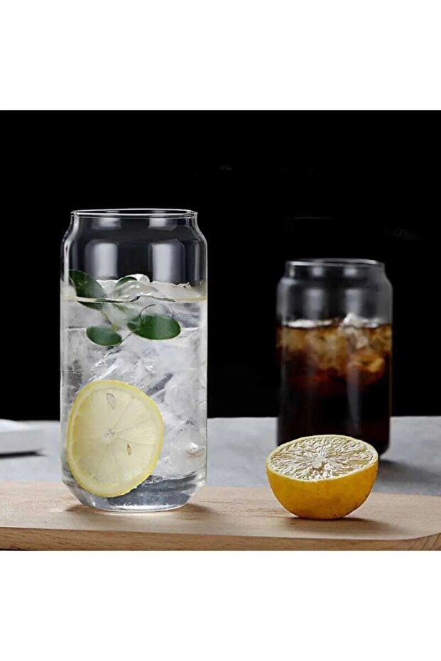 2 Pieces Glass Cola Box Shaped Trendy Borosilicate Presentation, Milk and Juice Glasses