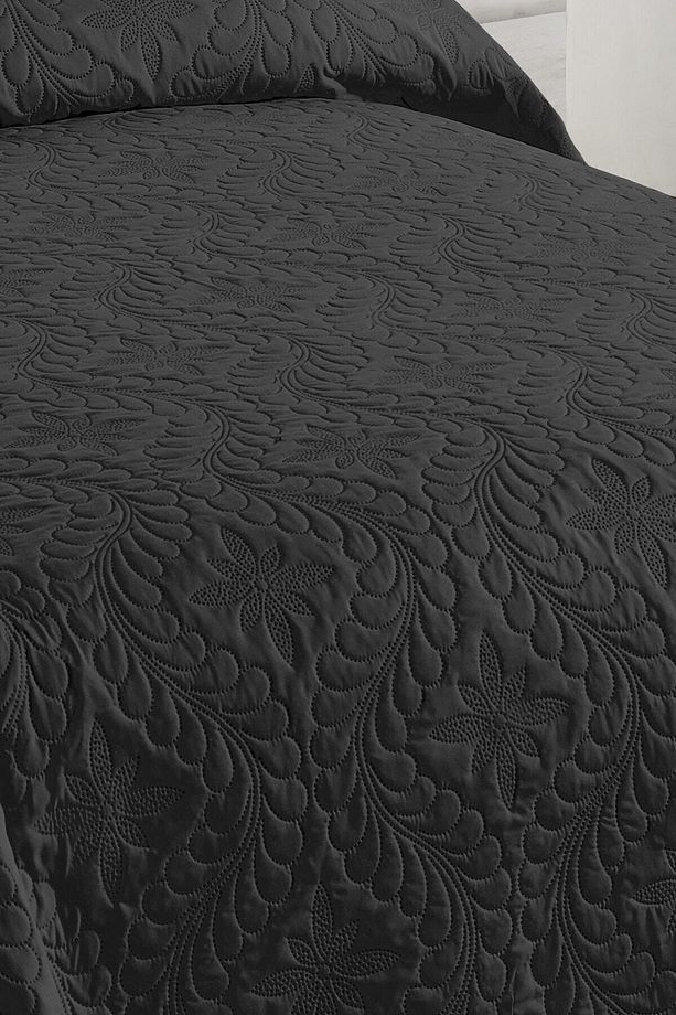 Tek Kişilik Microfiber Kapitone Yatak Örtüsü - Siyah - 3
