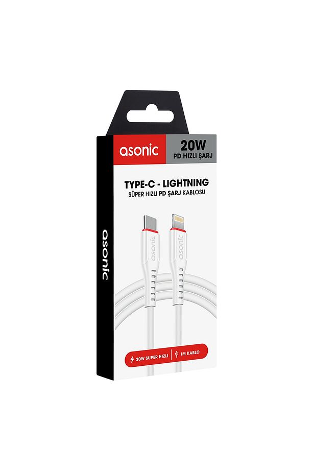 As-x806 20w 1m Type-c To Lightning Pd Quickcharge Beyaz Hızlı Şarj Kablosu - 2