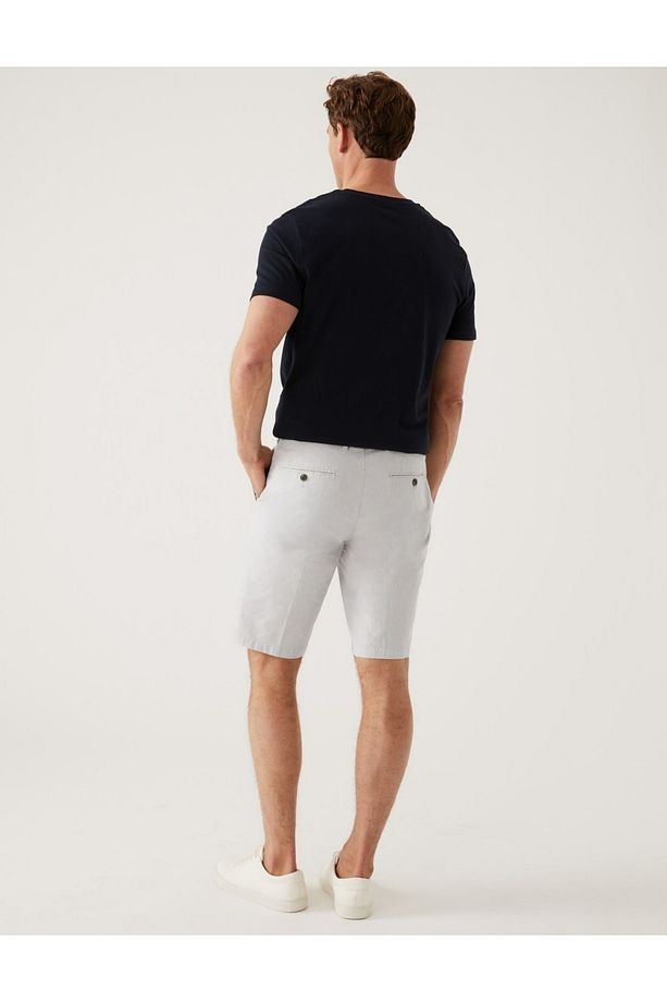 Regular Fit Çizgili Chino Şort - 3