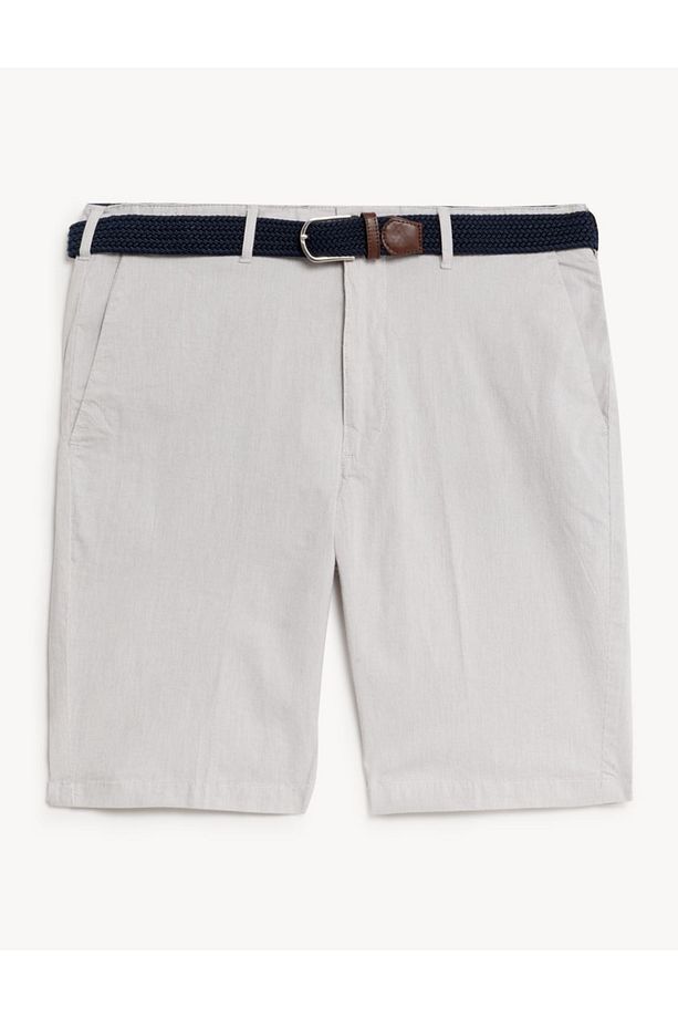 Regular Fit Çizgili Chino Şort - 4