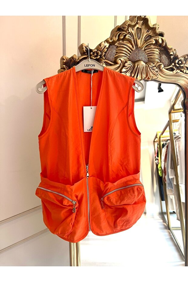 Network Model Fermuar Detaylı Yelek - 4