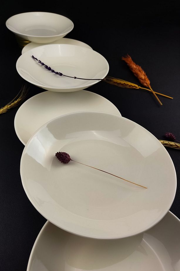 6’lı Deniz Form Porselen Çukur Tabak Yemek Tabağı Seti 19 Cm Krem – Tl4037010 C320.003 - 3