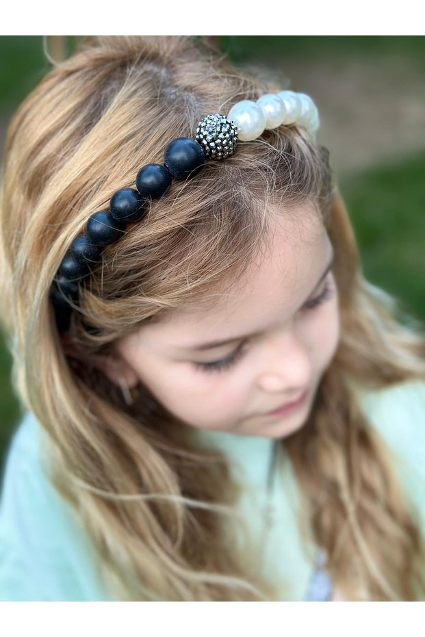 Cute Large Big Matte Bulk Pearl Bead Rhinestoned Metal Crown Women's Children's Crown Black White